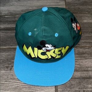 Mickey Mouse Green and Blue Cap vintage 90s SnapBack Disney  hat